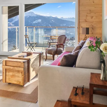 Cosy, Neuf, Vue Panoramique, Centre A 4 Min A Pied Crans-Montana